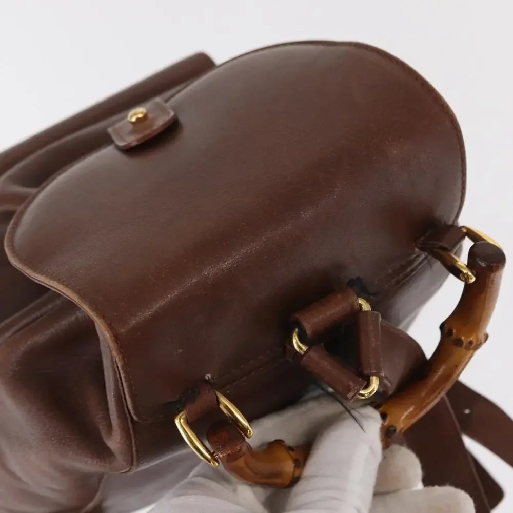 Gucci Bamboo Leather Backpack Brown